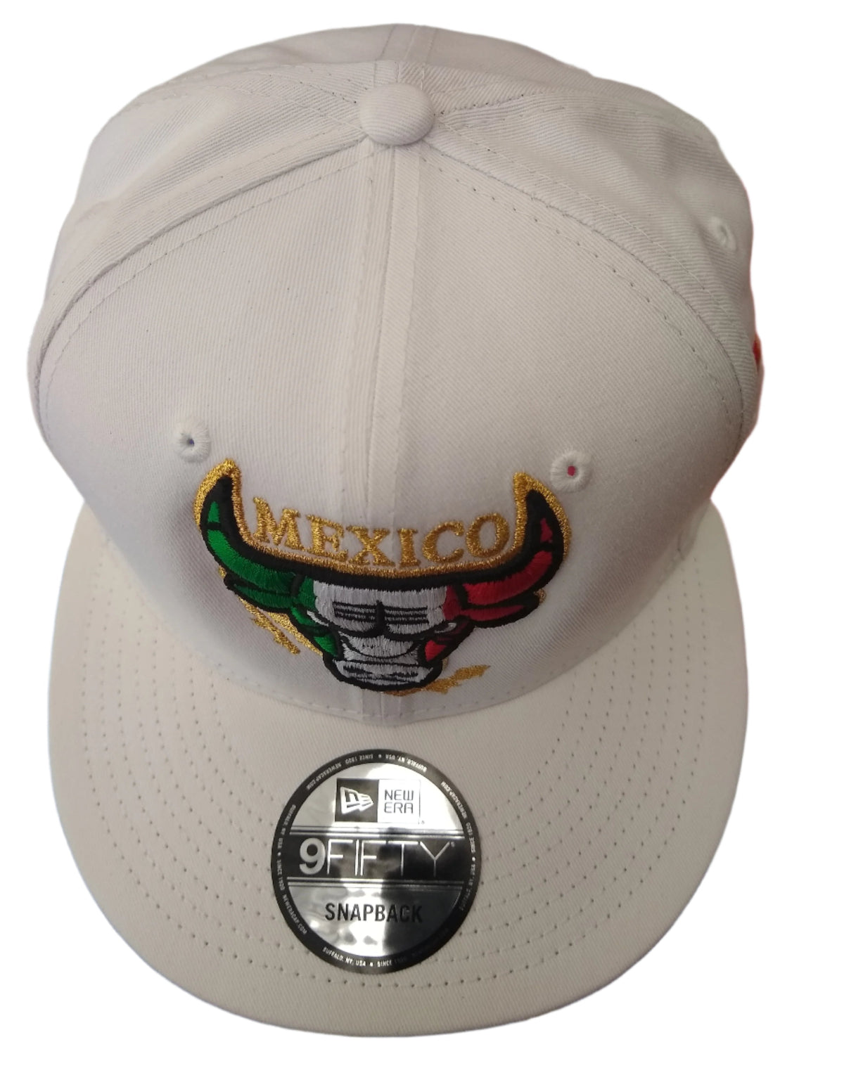 New Era Embroidered SnapBack Mexican Bull logo White Hat
